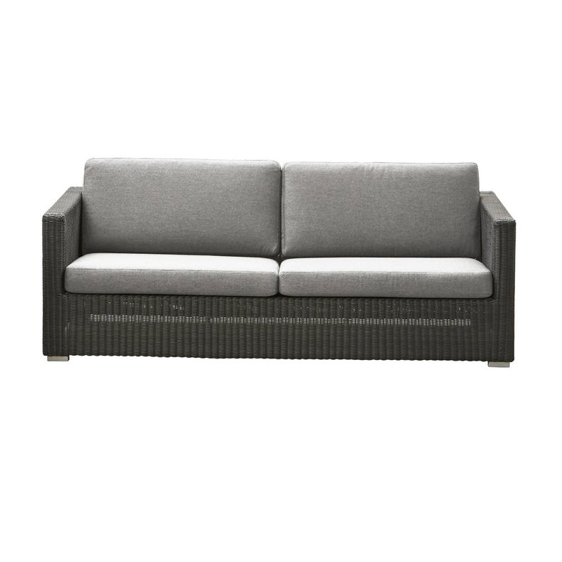 CANE-LINE CHESTER SOFA 3/PERS INKL. LYSEGRå HYNDER - GRAPHITE 197