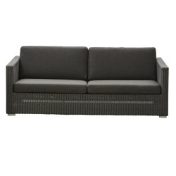 CANE-LINE CHESTER SOFA 3/PERS INKL. SORT HYNDER - GRAPHITE 197