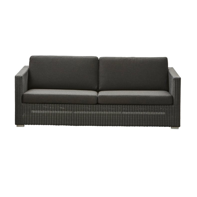 CANE-LINE CHESTER SOFA 3/PERS INKL. SORT HYNDER - GRAPHITE 197