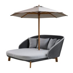 CANE-LINE SCLASSIC PARASOL M/SNORETRK/TIL PEACOCK DAYBED - TEAK 240