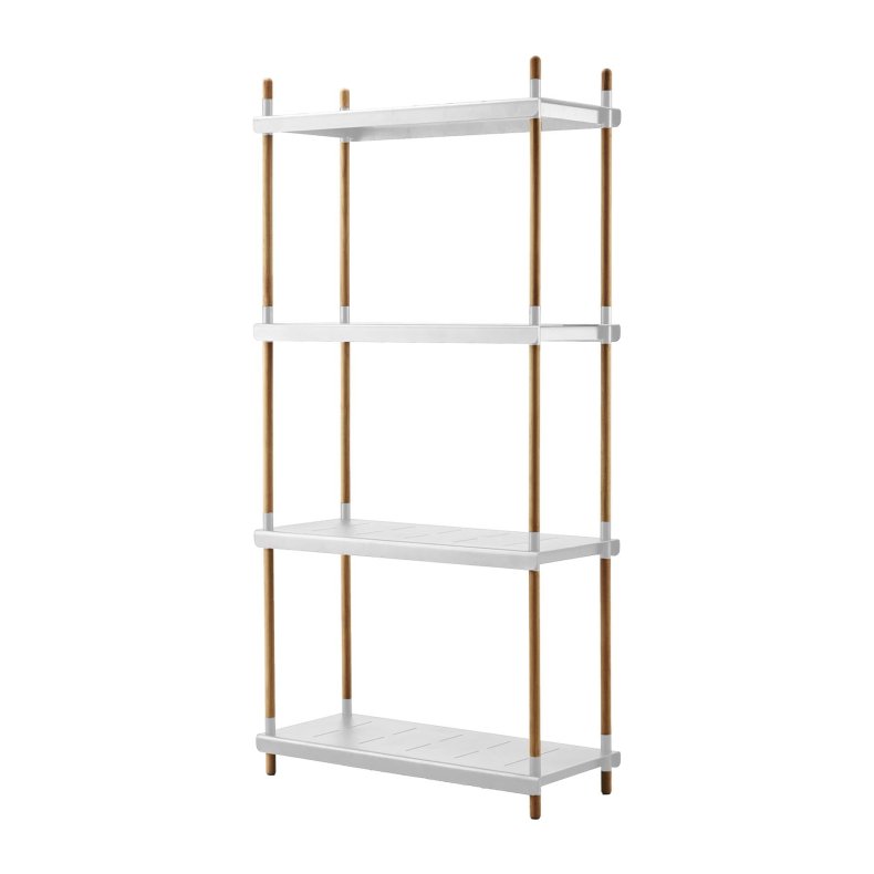 CANE-LINE FRAME REOL SYSTEM KOMPLET - WHITE ALUMINIUM/TEAK 204