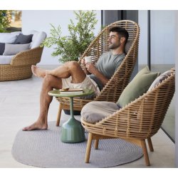 CANE-LINE GLAZE SOFABORD LILLE - OLIVE GREEN ALUMINIUM 45