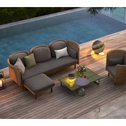 CANE-LINE GLAZE SOFABORD REKTANGULR - ALUMINIUM 120