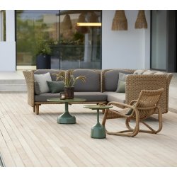 CANE-LINE GLAZE SOFABORD STOR - OLIVE GREEN ALUMINIUM 39