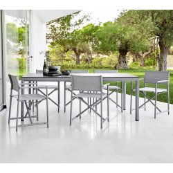 CANE-LINE DROP SPISEBORD - LIGHT GREY ALUMINIUM 200