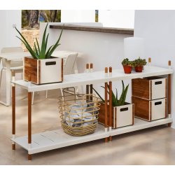 CANE-LINE FRAME REOL SYSTEM HJ - WHITE ALUMINIUM/TEAK 100