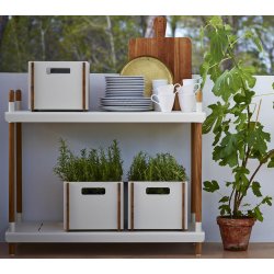 CANE-LINE FRAME REOL SYSTEM HJ - WHITE ALUMINIUM/TEAK 100