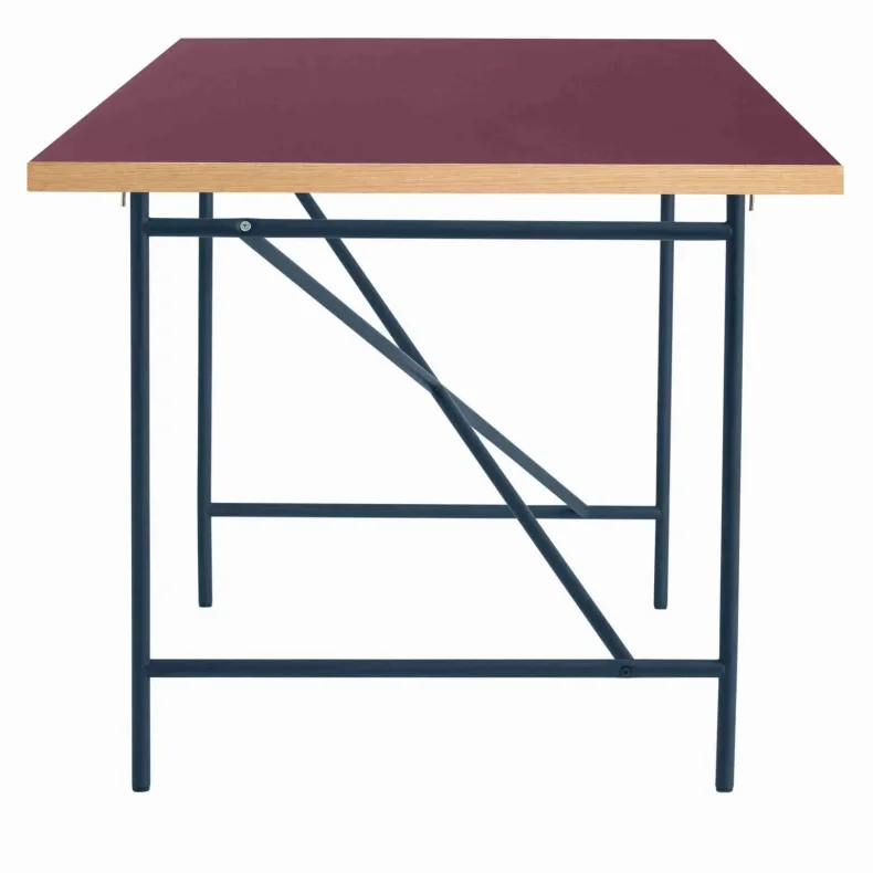 EIERMANN1 DESK BURGUNDY TABLETOP/NAVY BLUE FRAME PLEASE WAIT TO BE SEATED - 120