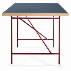 EIERMANN1 DESK DARK BLUE TABLETOP/RUST RED FRAME PLEASE WAIT TO BE SEATED - 120