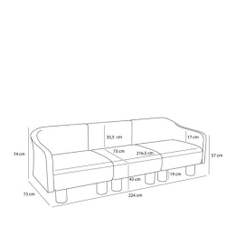 H�BSCH ELEGANCE SOFA LYSEGR� - 224