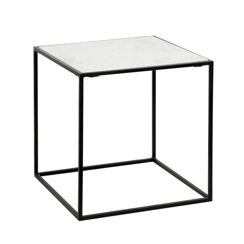 Nordal CUBE Sidebord m/Marmor Sort/Hvid - 55