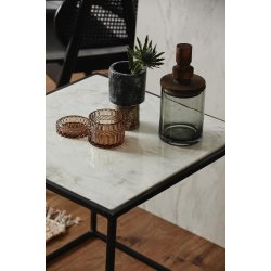 Nordal CUBE Sidebord m/Marmor Sort/Hvid - 55