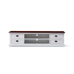 NOVASOLO HALIFAX ACCENT HVID PATINERET &amp; DYB BRUN STORT TV BORD M/4 SKUFFER - 180
