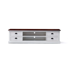 NOVASOLO HALIFAX ACCENT HVID PATINERET & DYB BRUN STORT TV BORD M/4 SKUFFER - 180