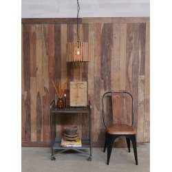 TRADEMARK LIVING LIVING STOL H�J RYG/SORT/L�DER - 95