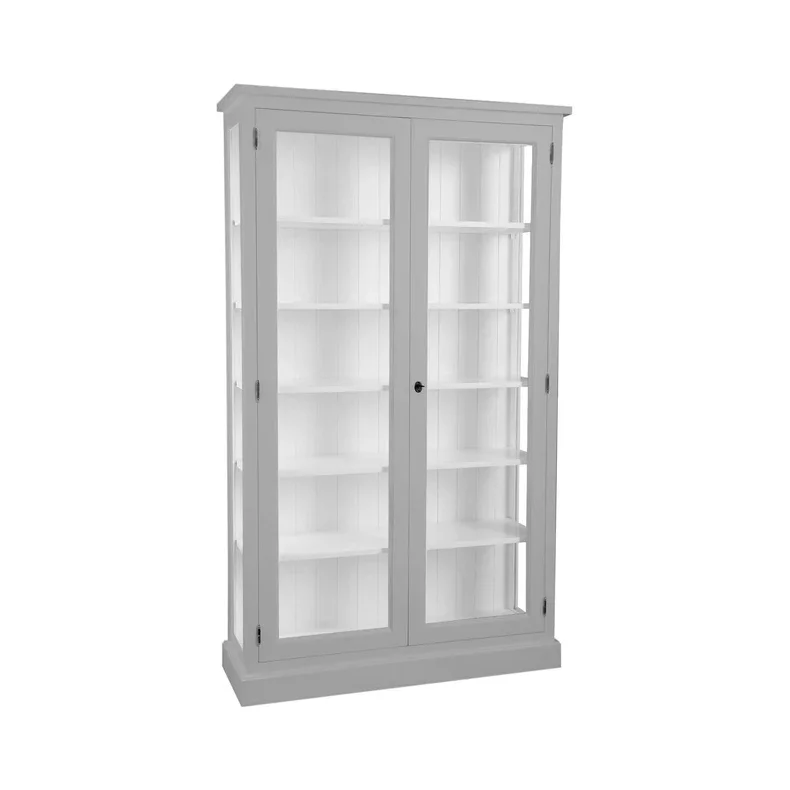 LIVINGOODIES H�J VITRINSKAB HONFLEUR LYSEGR�/HVID - 120