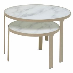 LENE BJERRE NAKAMEGURO SOFABORD BEIGE MARMOR - D70/50