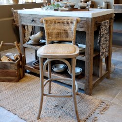 CHIC ANTIQUE FRANSK BARSTOL M. FLETS�DE OG RYG - 92