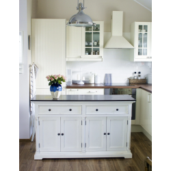 NOVASOLO PROVENCE KLASSISK SK�NK MED 4 D�RE/M�RKEBRUN PLADE/2 SKUFFER HVID - 145
