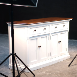 NOVASOLO PROVENCE KLASSISK SK�NK MED 4 D�RE/M�RKEBRUN PLADE/2 SKUFFER HVID - 145