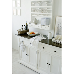 NOVASOLO PROVENCE KLASSISK SK�NK MED 4 D�RE/M�RKEBRUN PLADE/2 SKUFFER HVID - 145