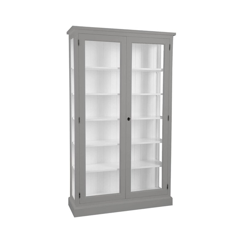 LIVINGOODIES H�J VITRINSKAB HONFLEUR GR�BRUN/HVID - 120