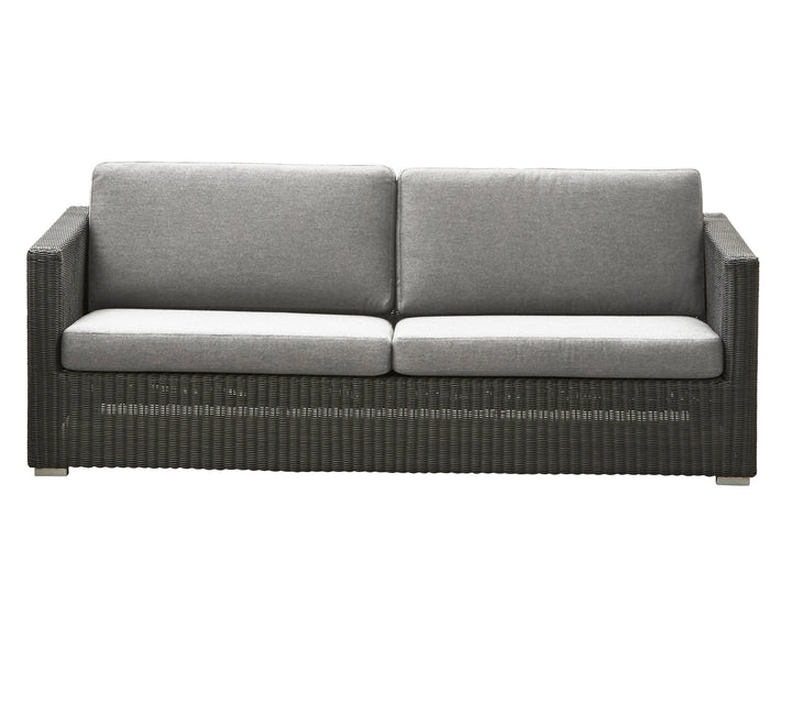 CANE-LINE CHESTER SOFA 3/PERS INKL. LYSEGRå HYNDER - GRAPHITE 197