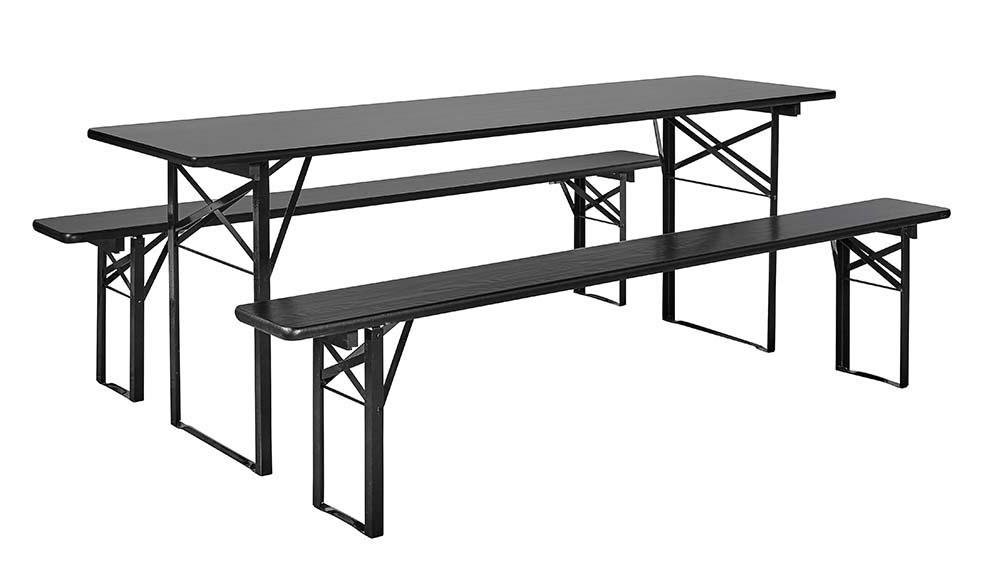 Havesæt med bord og bænke - 220x60 cm - sort fra Nordal