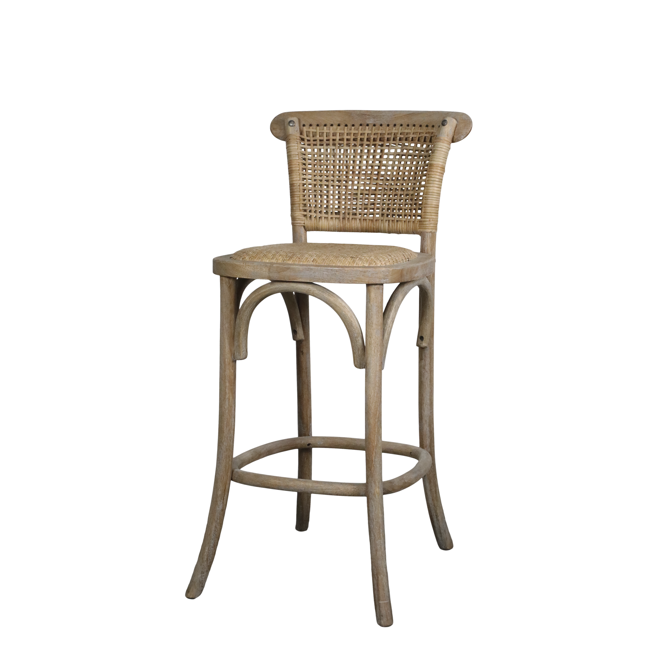 CHIC ANTIQUE FRANSK BARSTOL M. FLETSÆDE OG RYG - 92