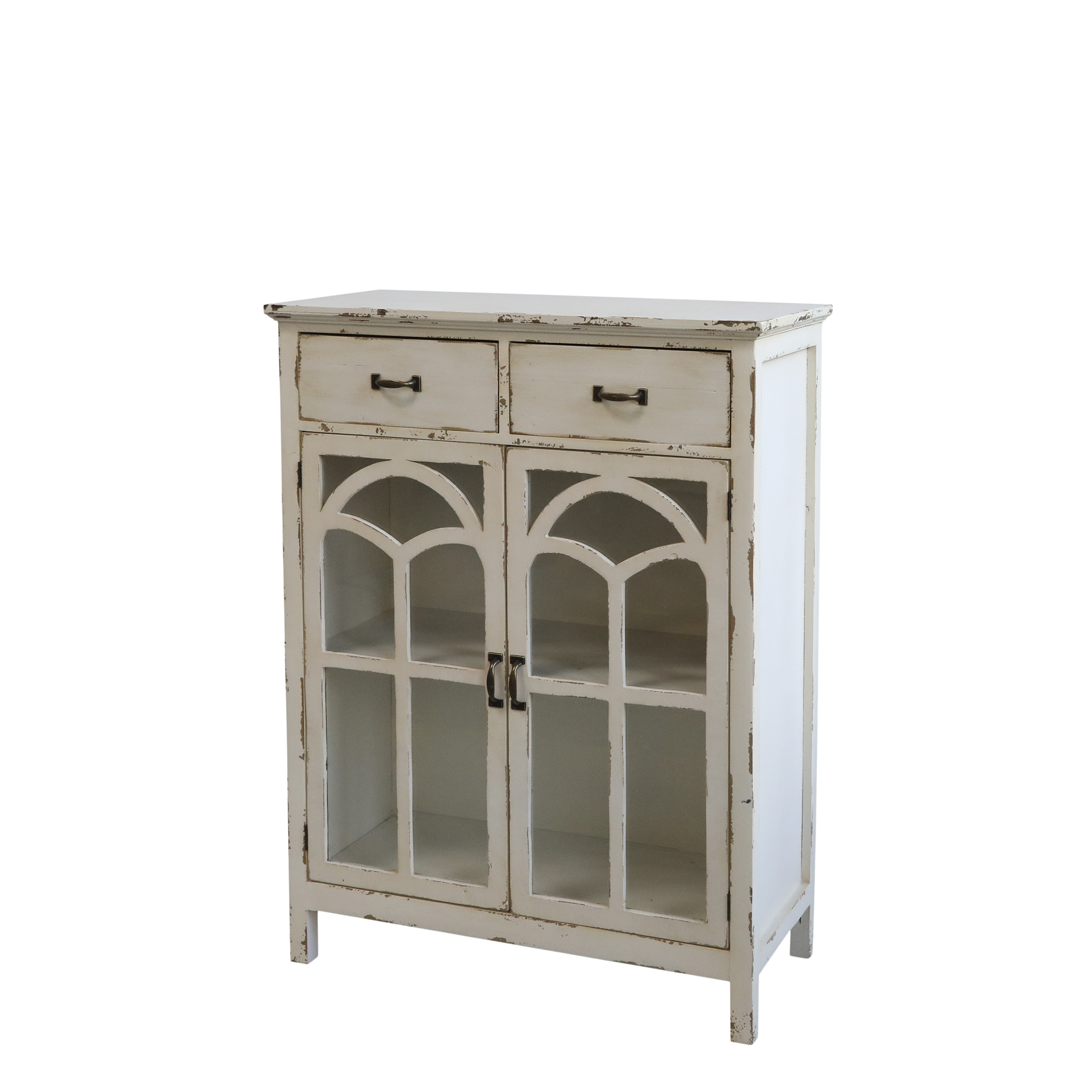 CHIC ANTIQUE VITRINESKAB M. BUEDE GLASLÅGER - 92